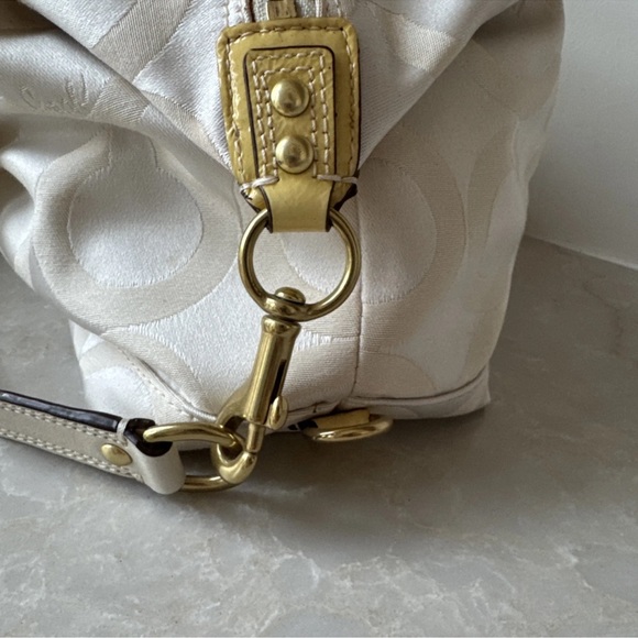 Coach leather canvas Sabrina # 12947 ivory White and Gold Women's Bag purse - Picture 8 of 12